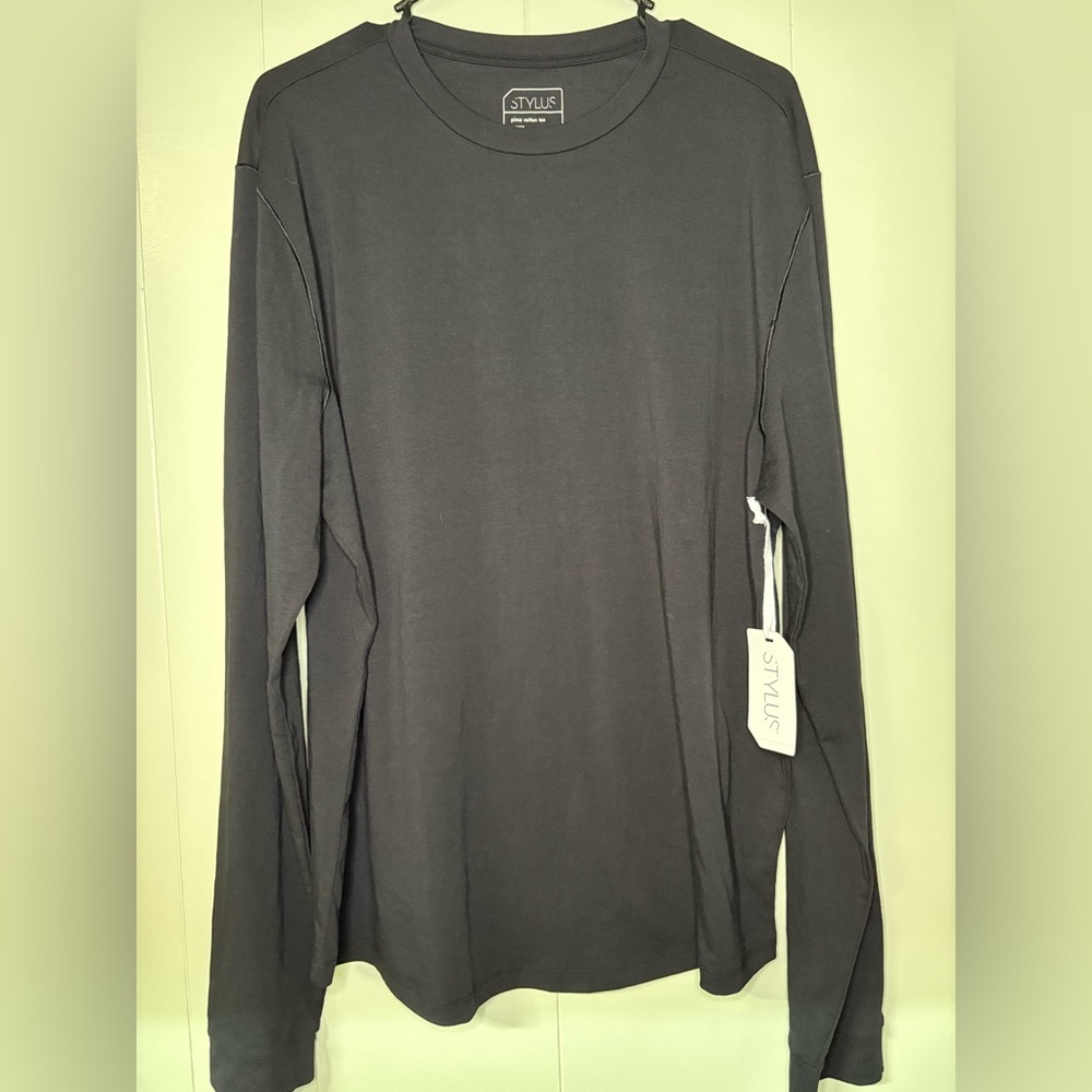 STYLUS Men's Pima Cotton Black Long Sleeve Tee